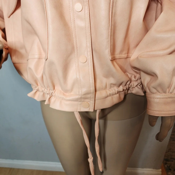 NWT 7 For All Mankind Vegan Leather Peach Jacket women's size large - Picture 10 of 17